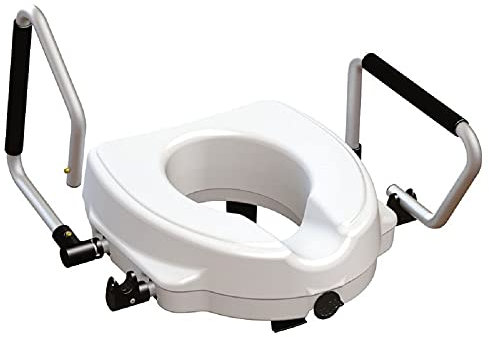 Identités Rehausseur WC - Primo - 2 Accoudoirs - Forme anatomique -Inclinaison Avant - Polyethylène - 12,5cm - Fixateur Simple sur Lunette - Cuvette Anatomique Moulée