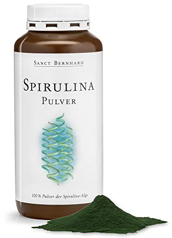 Sanct Bernhard Spirulina-Pulver | Vegan | Hoher Proteingehalt | Aus der blau-grünen Mikroalge „Spirulina platensis | 300g