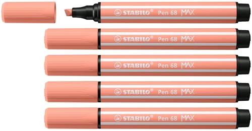 STABILO - Premium-Filzstift mit dicker Keilspitze - Pen 68 MAX - 5er Pack - apricot