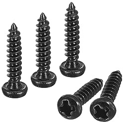 uxcell #2 x 3/8 Phillips Pan Head Self-Tapping Screw, 100pcs - 304 Stainless Steel Round Head Wood Screw Full Thread (Black)