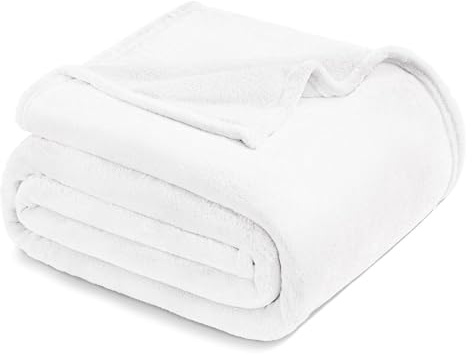 Exclusivo Mezcla Soft Fleece King Size Blanket for Bed, White | 230x265 CM, Double-Sided Brushed Flannel Bed Blanket, Lightweight Plush Cozy Bed Throw for Bedroom, Machine Washable