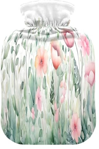 JUMBEAR Wild Flower Wärmflaschen mit weichem Bezug, Schmerzlinderung Wärmbeutel 2L für Handfüße Warme Wassersäcke Schlafen Bequem