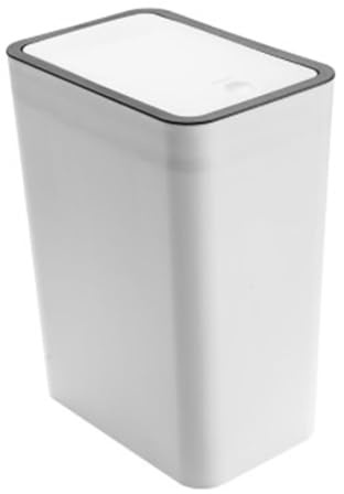 HERCHR Plastic Trash Can with Lid, Thin Trash Cans Bathroom Garbage Can Small Trash Can with Lid Slim Trash Bin Waste Basket for Bathroom(White)