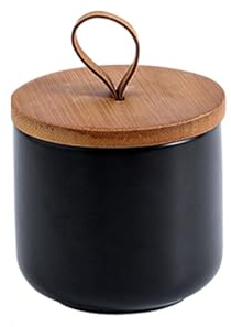 shilanmei Food Storage Jar Ceramic Canisters Kitchen Canisters with Airtight Seal Lid for Coffee Beans Sugar Spices Counter Serving (Black 8.79oz)