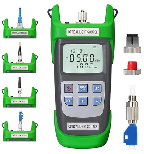 A-D1315 Optical Light Source, Optical Fiber Tester Single Mode Dual Wavelength 1310nm 1550nm 270Hz 1000Hz 2000Hz SC/FC/ST/LC Interface Fiber Optic Light Source with LED Lighting with LC Adapter