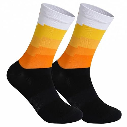 Km - Calcetines de ciclismo para bicicleta de montaña, calcetines deportivos y de carreras, naranja, 39 to 45
