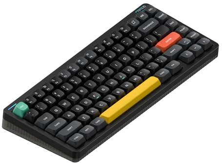 nuphy Halo75 V2 Clavier Mécanique de Jeu, 75% sans Fil Hot Swappable Bluetooth, 83 Touches, RGB Rétro-éclairé, Supporte Bluetooth/2.4GHz/USB-C - (Noir, Lemon (55gf))