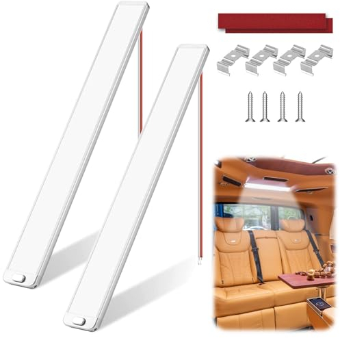 RANJIMA 228 LED Auto Innenbeluchtung, 2 Stück LED Leiste 12V 10W, Led Lampe Wohnmobil mit Schalter, 42CM Auto LED Streifen, KFZ Beleuchtung Leiste für Auto Van Bus Boat Küche Wohnmobil Bad Bar LKW