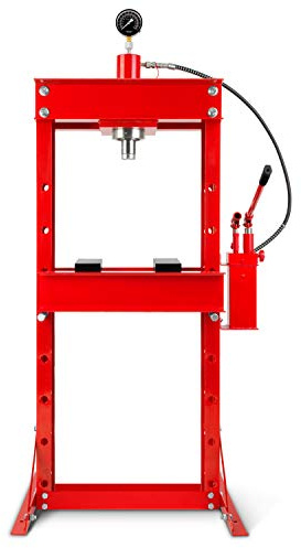 EBERTH Hydraulikpresse Werkstattpresse 30T Presse hydraulisch mit Manometer, 8-Fach verstellbar, Arbeitshöhe 1070 mm, Arbeitsbreite 600 mm, Gesamthöhe 1820 mm, 2 Auflagebacken, Hydraulikzylinder