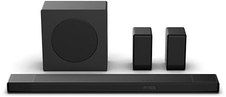 Hisense AX5140Q Soundbar 5.1.4, 600 W, 13 Lautsprecher, Subwoofer, kabellose Rücklautsprecher, automatische Raumkalibrierung, Dolby Atmos, DTS-X, Hi-Concerto, EZPLAY 3.0, Game Pro