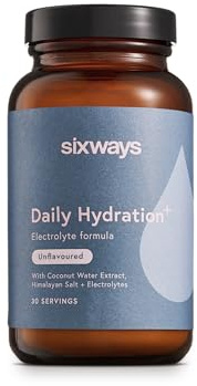 Sixways Daily Hydration Electrolytes, Unflavoured, 30 Servings with Coconut Water, Pink Himalayan Salt, Magnesium, Potassium, Prebiotic Inulin, Sugar-Free Hydration Powder (150g)