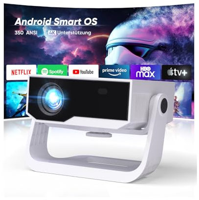 2025 Neuer Smart Beamer 4K Unterstützung, Android 11, Full HD 1080P, 28000 Lumens, WiFi 6 & BT 5.2, 120° Verstellbarer Ständer, Elektrischer Fokus, Trapezkorrektur, Heimkino Beamer für Switch/PS5