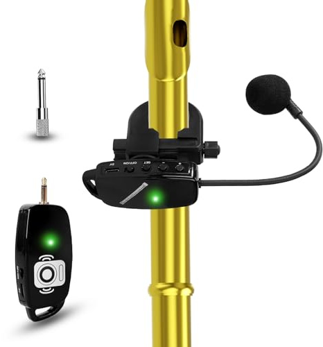 SAYTINAI Wireless Flute Microphone for Instrument System: 2.4G Cordless Professional Mic Wind Music Instruments Microphone Receiver and Transmitter, 160ft Range for Flute, Piccolo, Clarinet
