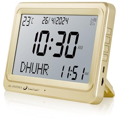 Reloj Azan, Automático Mundial Digital 8 Azan Sonidos de Oración Musulmana Reloj para Decoración del Hogar (Oro)