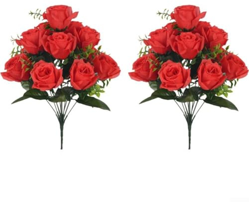 FACAIIO Künstlicher Rosenstrauß, 42 cm, Seidenrote, weiße, violette Rosen für Hochzeit, Wohnzimmer, Geburtstagsdekoration