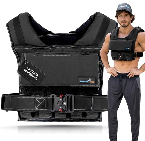 Gymnastics Power Gewichtsweste, 20,4 kg, abnehmbare Eisengewichte für Männer und Frauen, Workout für Calisthenics und Fitness-Sporttraining (schwarz)