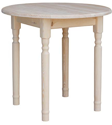 Mesa de Comedor Redonda Pequeña Camilla de Pino sin Tratar (70 cm)