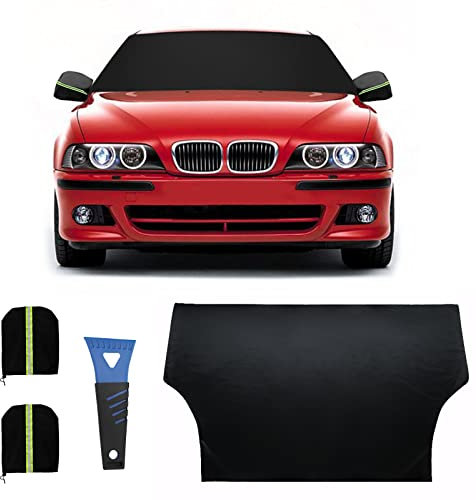 Car Windshield Cover for Ice and Snow, Car Windshield Snow Cover with 2 Mirror Covers,Magnetic Windshield Cover for Ice and Snow Ice Removal Wiper Protector Universal for SUV, Truck, Sedan, Van