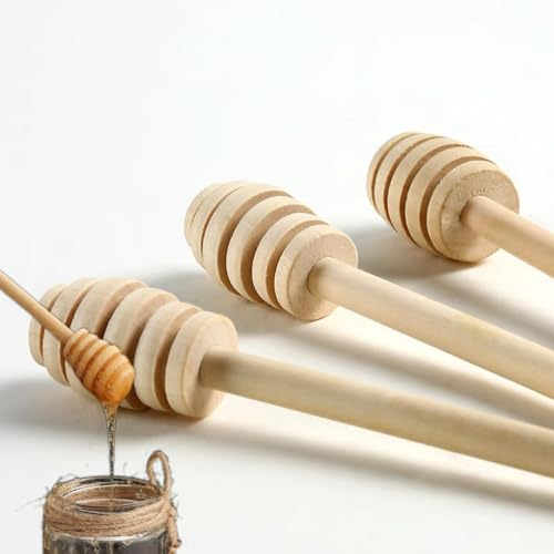 LIDOUK Wooden Honey Mixing Stirrer 3 Pcs 3 Inch Mini Honey Dipper Sticks Honey Comb Stick Honey Spoon Collecting Dispensing Drizzling Jam