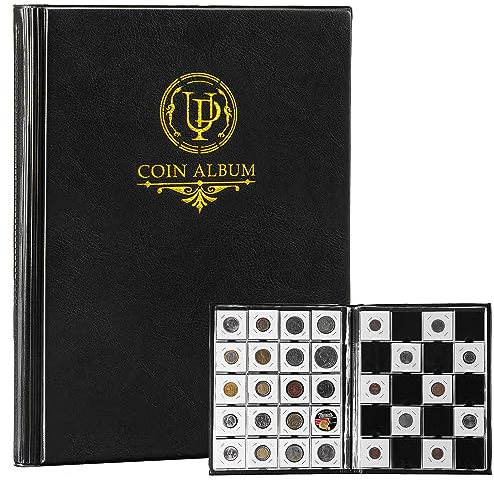200 Pockets Collecting Album for Coin Flip - Classic Large Capacity Collection Book Coin Holder for Stamps Medals Badges Black CS46BK01