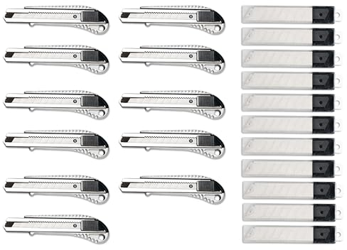 11x Cuttermesser Cutter messer Aluminium 18mm mit 100 Abbrechklingen Teppichmesser Karton