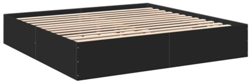 vidaXL Bettgestell, Bett Doppelbett für Schlafzimmer, Bettrahmen mit Lattenrost, Schlafzimmerbett Modernes Design, Schwarz 200x200cm Holzwerkstoff