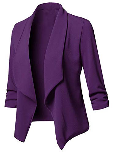 Blazer für Damen, schick und elegant, große Größe, Jacke, Blazer, Anzugjacke, 3/4-Ärmel, lässig, Slim, gerader Schnitt, Jacke, für Arbeit, Büro, Business, Cardigan