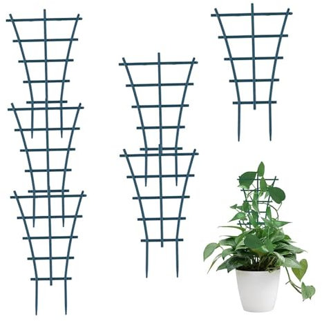 Mini Treillis Jardin,6 PCS Jardin Treillis Fleur Support Treillis Plantes Pot Treillis Foncé Plantes Mini Support Superposé Tuteur Plante Grimpante pour Légumes Roses Haricots Pots