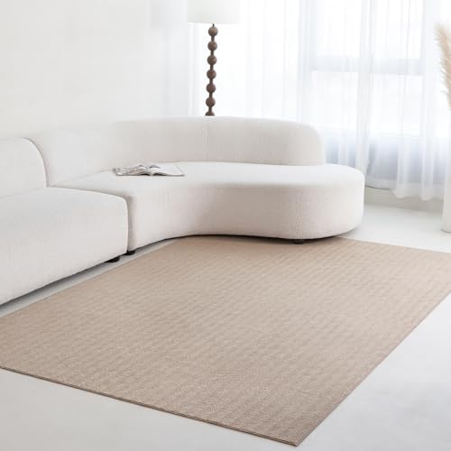 CASTLYE Alfombra moderna de pelo corto de imitación de cachemira, plegable, lavable, para salón y dormitorio, 140 x 200 cm, color camello
