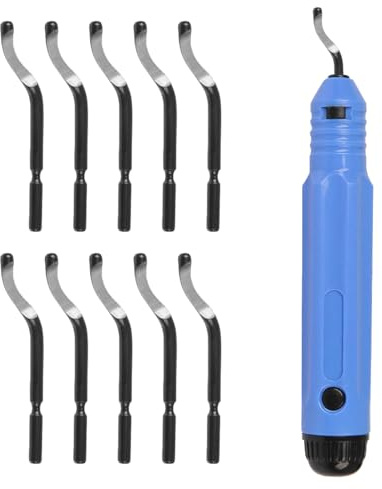 JUUPINE manual deburrer (with 10 replacement blades) with 360° rotating blade head, suitable for wood, clay, plastic (can be used for 3D printing), metal, stainless steel