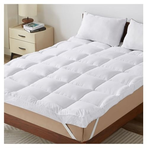 CASABEL Topper Letto Matrimoniale 160x200 - Topper Materasso Imbottito Traspirante 160x200 - Antiscivolo e Antiacaro - Coprimaterasso con 4 Fasce Elastiche