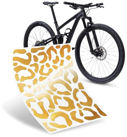 Riesel Design® Fahrrad Aufkleber Set – 20x15 cm Sticker Kit für Rahmen & Helme – Wetterfest & Stylisch (Gold)