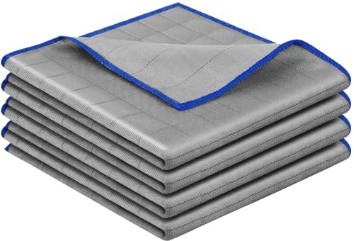 4 Piezas bayeta Microfibra de Carbono, 40x 40 cm Trapos de Limpieza Antigrasa, sin Pelusa, Reutilizable, Balletas para Cristales Sin Rayas, Trapos para Ventanas Vidrios Baño Espejo Cocina Coche