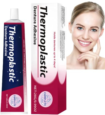 Thermoplastic Denture Adhesive,Secure Waterproof Denture Repair Glue,False Teeth Silicone Reline Kit,Comfortable Dental Adhesive Cushions for Strong Dentures Fixation,Waterproof Denture Adhesive