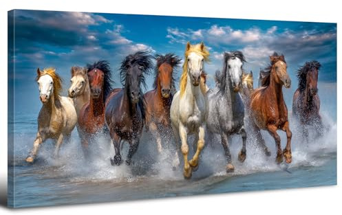Cuadro en Lienzo de Caballo Vintage Impresione en lienzo de Caballo Rústico Corriendo Imagen de Paisaje Natural y Vida Silvestre Póster de Retrato de Animal del Oeste para Oficinas Decoración 50x100cm