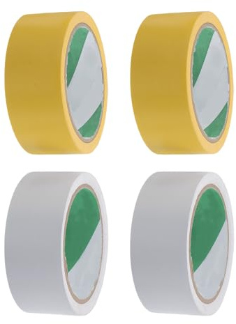 POPETPOP Nastro da Campo Sportivo 4 CM 4 Pezzi Giallo e Bianco Doppio Colore Adesivo Forte per Marcatura Temporanea Campi da Gioco Interni ed Esterni Palestra Pickleball Calcio