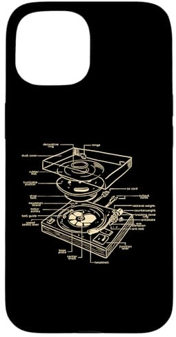 Carcasa para iPhone 15 Tocadiscos DJ Esquema Fiesta Diseño Baile Disco Techno Música