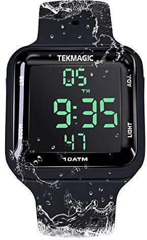 BANGLIN Montre Résistant l'eau 10 ATM 100m Lumineux Montre de Plongée sous Marine avec Fonctions de Réveil, Chronomètre, Double Fuseau Horaire, Calendrier, Format 12/24 Heures Sélectionnable