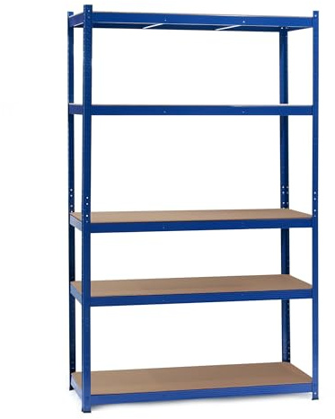 WilTec Estantería para Cargas Pesadas Azul 120x50x204cm Sistema de Encaje 5 baldas 200kg/nivel
