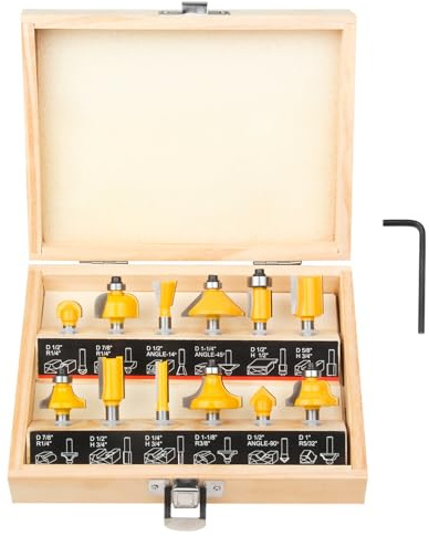 Router Bits Set 1/4 Inch Shank - BAIDETS 12 Pieces 1/4 Tungsten Carbide Router Bits, Woodwork Tools