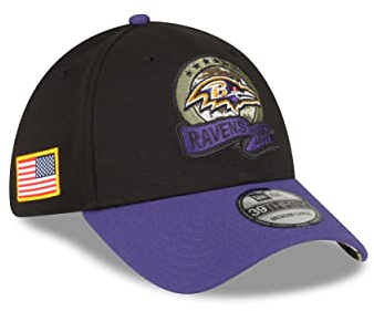 New Era Baltimore Ravens NFL Salute to Service 2022 Black Purple 39Thirty Stretch Cap - M - L
