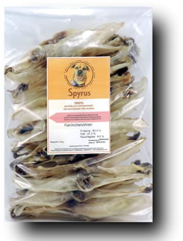 Spyrus Hasenohren ohne Fell Hunde Snack,Kaninchenohren ohne Fell,Naturprodukt für Hunde,Reich an Vitaminen & Mineralien|Snack für zwischendurch(200g)