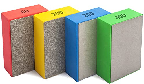 SZSYD 4Pcs Diamond Hand Polishing Pads for Sanding Ceramics Glass Tile Concrete Stone Marble Granite, 60#, 100#,200#,400#