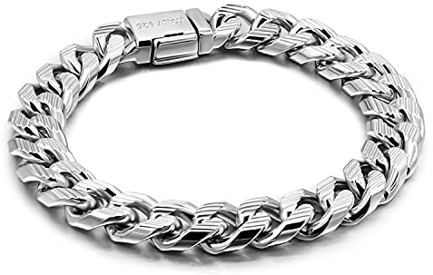 Dankadi Massivt kubanskt armband 10 mm 925 silver för män, klassiskt kubanskt halsband slätt och kannerat, 10–20 cm, smycken, födelsedagspresenter för vuxna, pojkar, far, bror