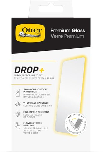OtterBox Premium Glass Displayschutz für iPhone 15, gehärtetes Glas, hervorragender Kratzschutz, übersteht Stürze bis zu 0,9m