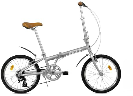 FabricBike Klappfahrrad, Alu-Rahmen, Single Speed, klapprad 20 Zoll, Folding, klapp Fahrrad, Klapprad Erwachsene, Fabric Bike Folding Bike (Matte Grey 7 Speed W/Mudguard)