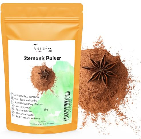 1kg Poudre d'Anis Étoilé - Anis Étoilé en Poudre - Badiane Moulu - Arôme & Goût Intense - Infusion, Thé et Recettes Maisons - Sélection Premier Choix - Illicium Verum - Sachet avec Zip - TazainLTD