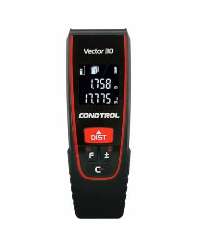 CONDTROL - Telemetro VECTOR 30 - Portata 0,05 a 30 metri - Misura precisa continua, unità m, ft, inch - Laser rosso - Garanzia 2 anni - Fornito con accessori