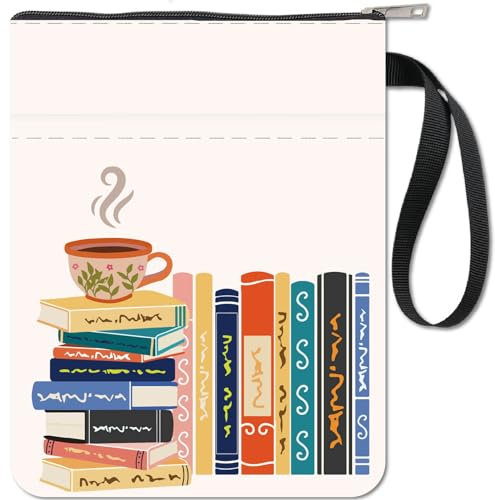 craspire Buchhülle, Buchmuster, Kaffee, Buchschutz, Buchumschläge Für Taschenbücher, Waschbarer Buchumschlag Aus Stoff Mit Reißverschluss Und Zusätzlicher Hüllentasche Für Buchliebhaber