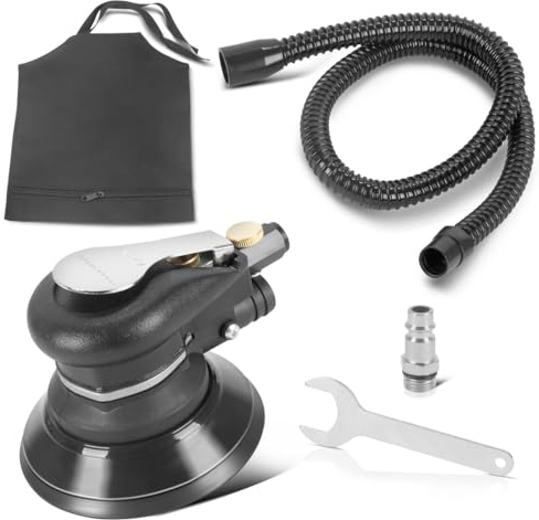 STAHLWERK Druckluft Exzenterschleifer DES-125 ST | Druckluftschleifer mit 125mm Schleifteller| Poliermaschine zum Polieren und Schleifen von Metall, Kunststoff und Holz inkl. Absaugsystem u. Staubsack